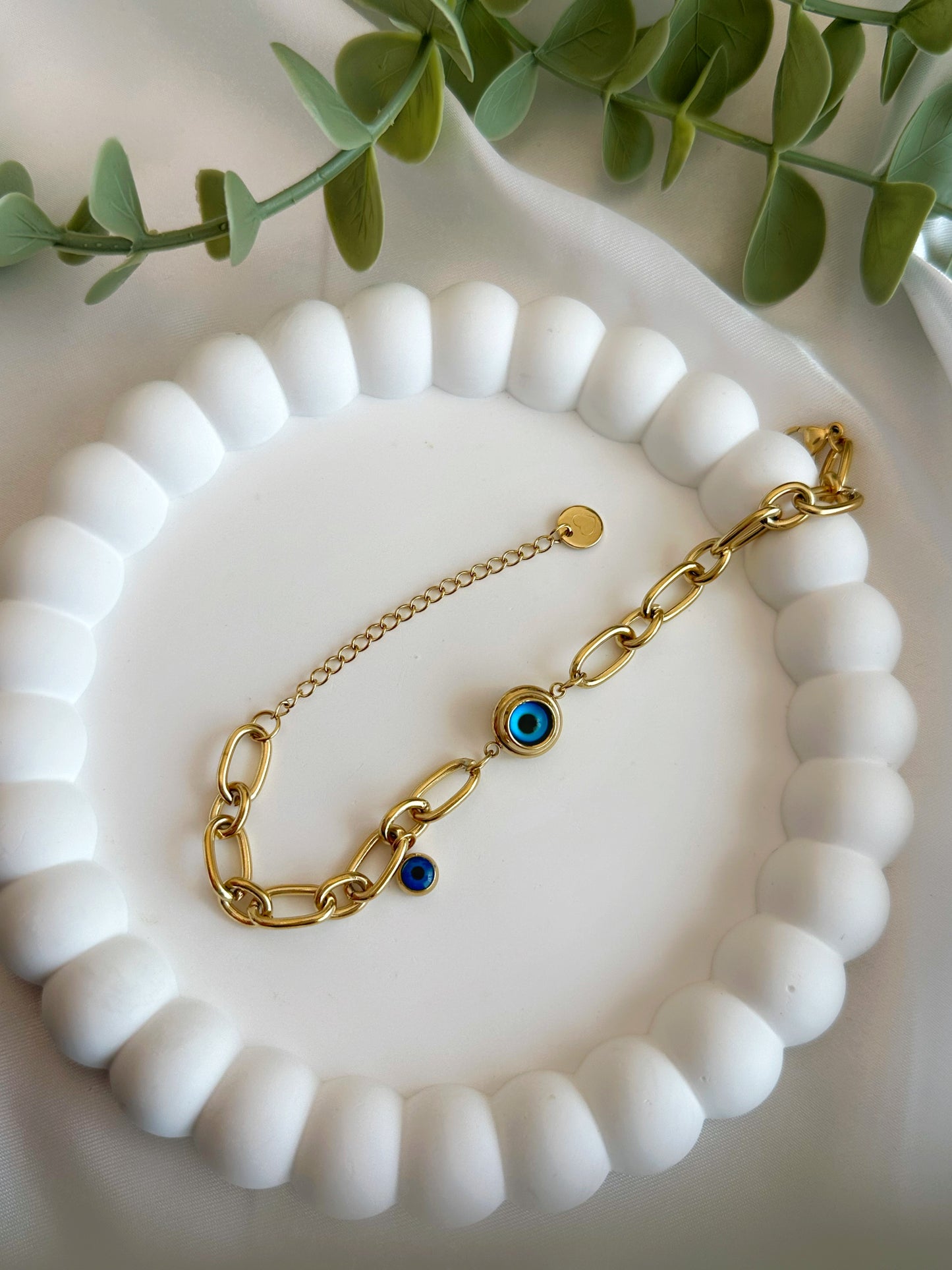 Blaue Auge Armband 14 K