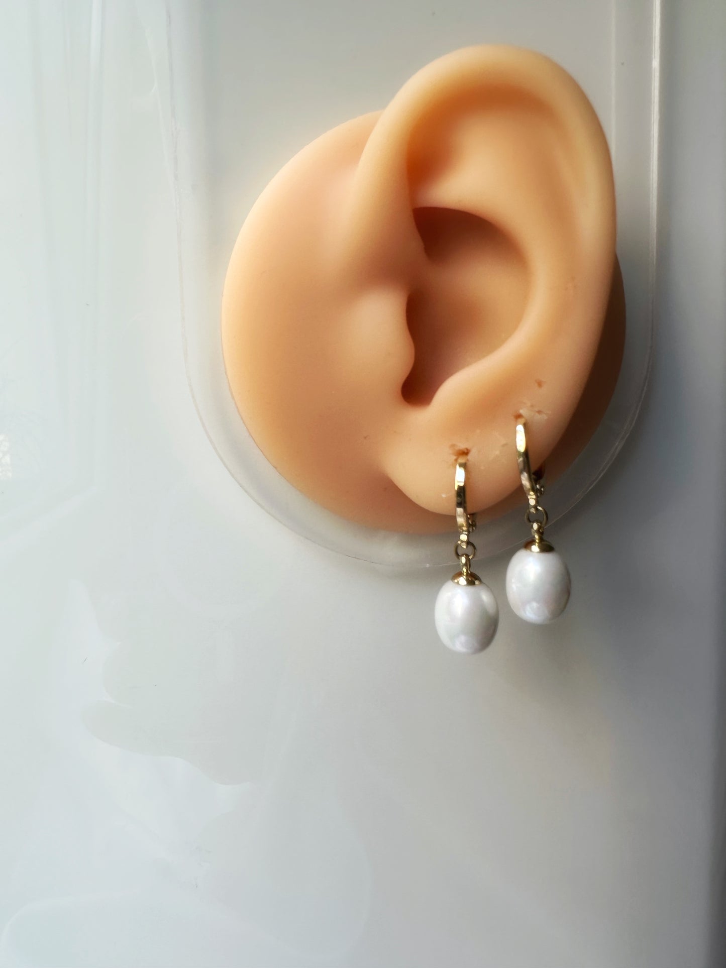 Elegant Perle Ohrring 14 K vergoldet