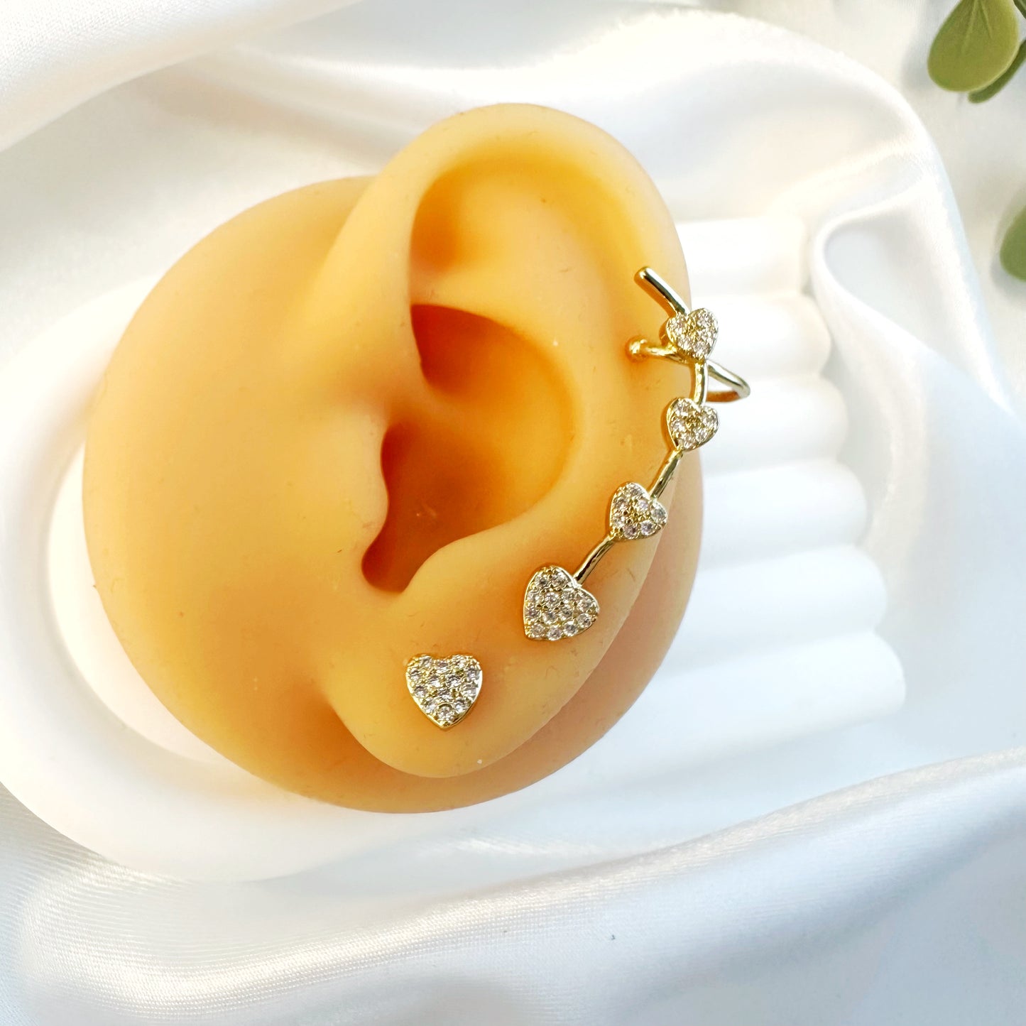 2er Herz Ohrring/Earcuff