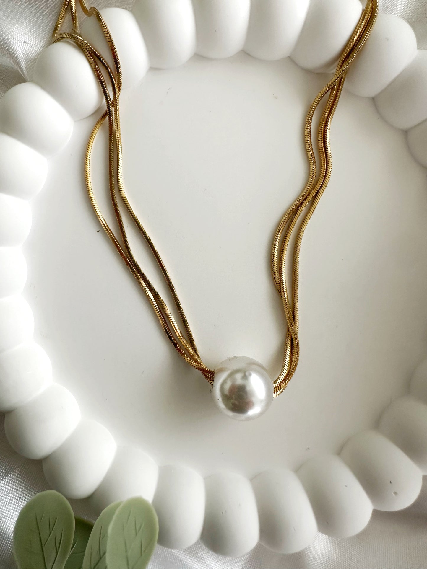 Elegant Perle Halskette 14 K