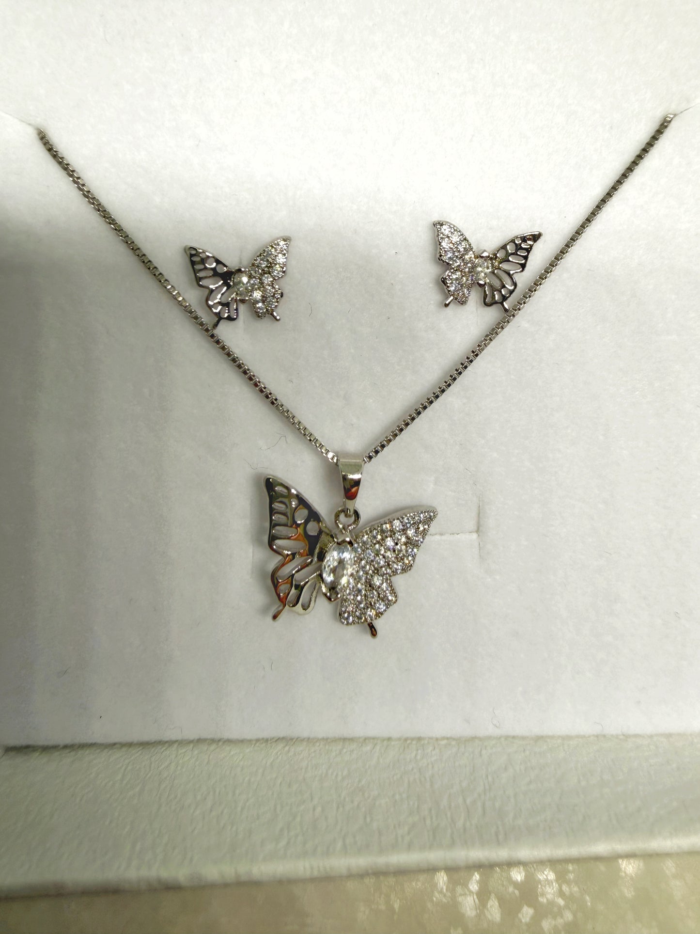Schmetterling Halskette&Ohrring Set
