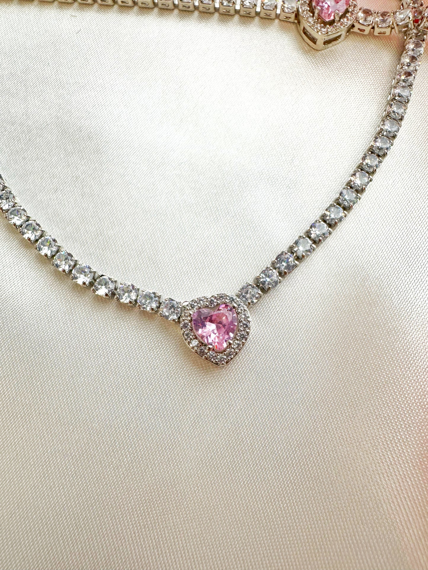 Prenses Halskette Pink/Silber