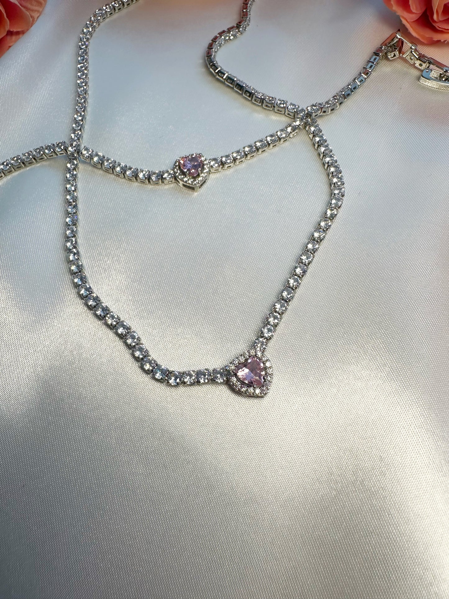 Prenses Halskette Pink/Silber