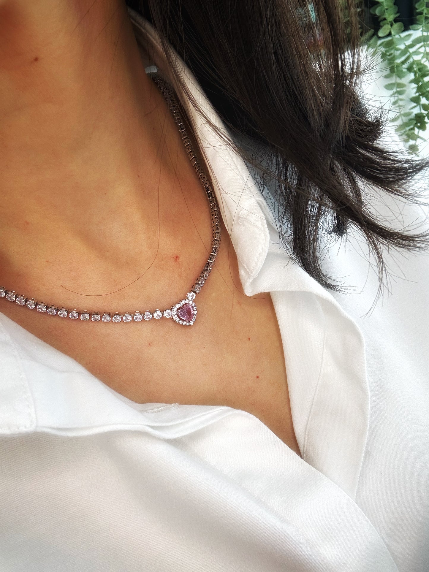 Prenses Halskette Pink/Silber