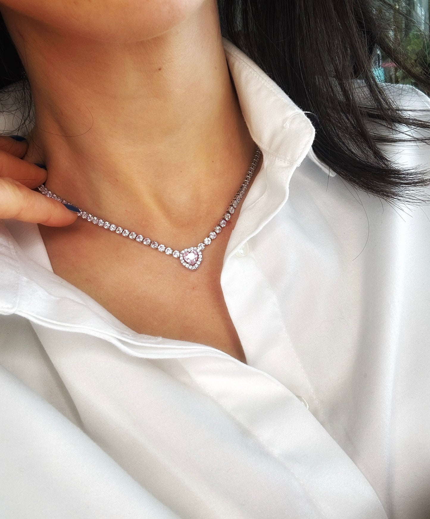 Prenses Halskette Pink/Silber