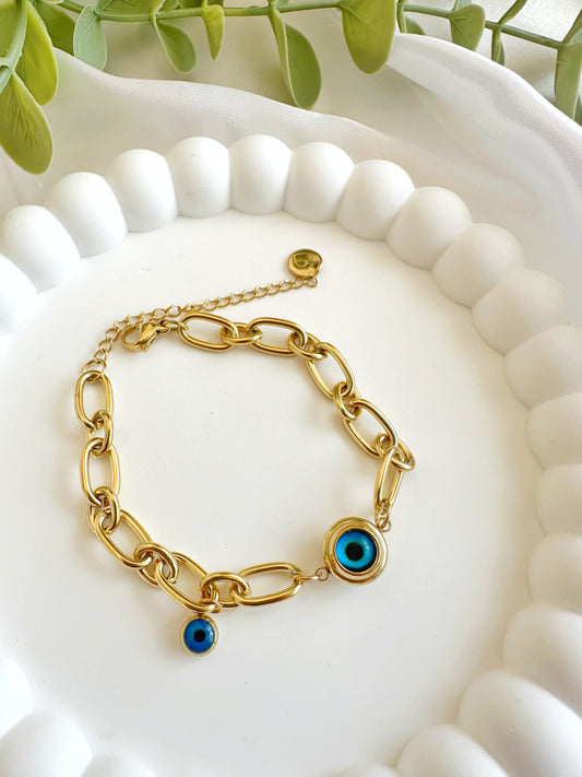 Blaue Auge Armband 14 K