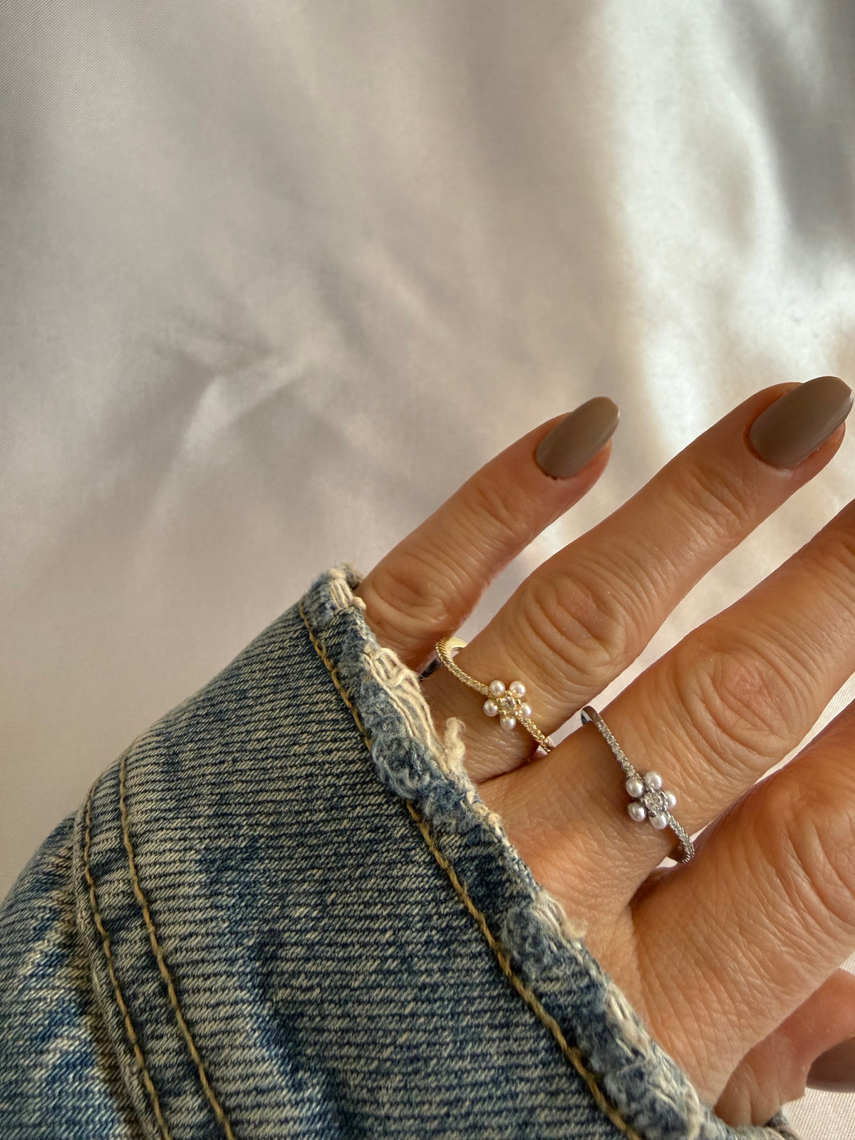 Blume Ring Gold &Silber