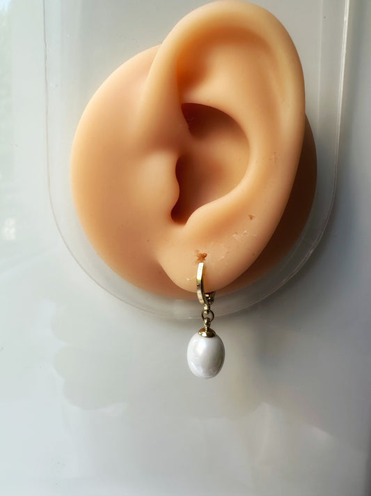 Elegant Perle Ohrring 14 K vergoldet