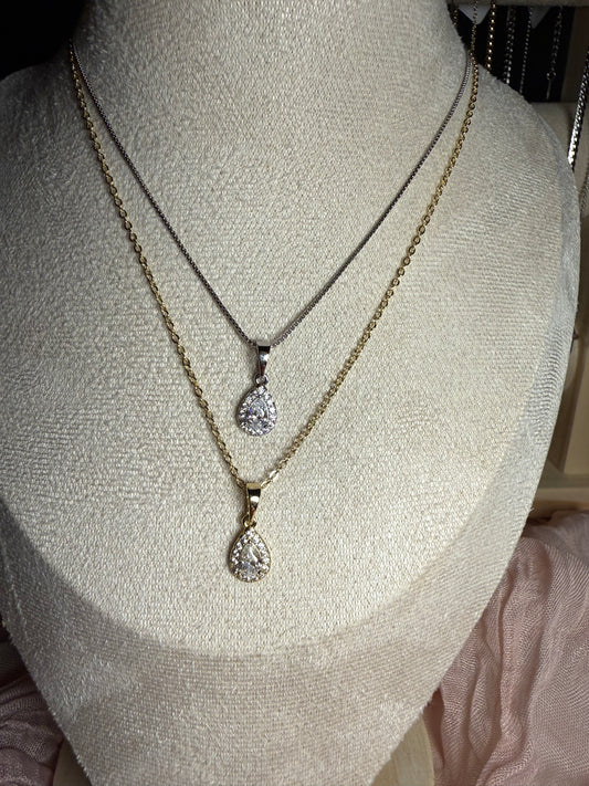 Damla Halskette Silber &Gold