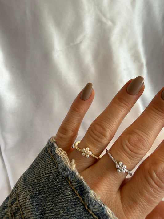 Blume Ring Gold &Silber