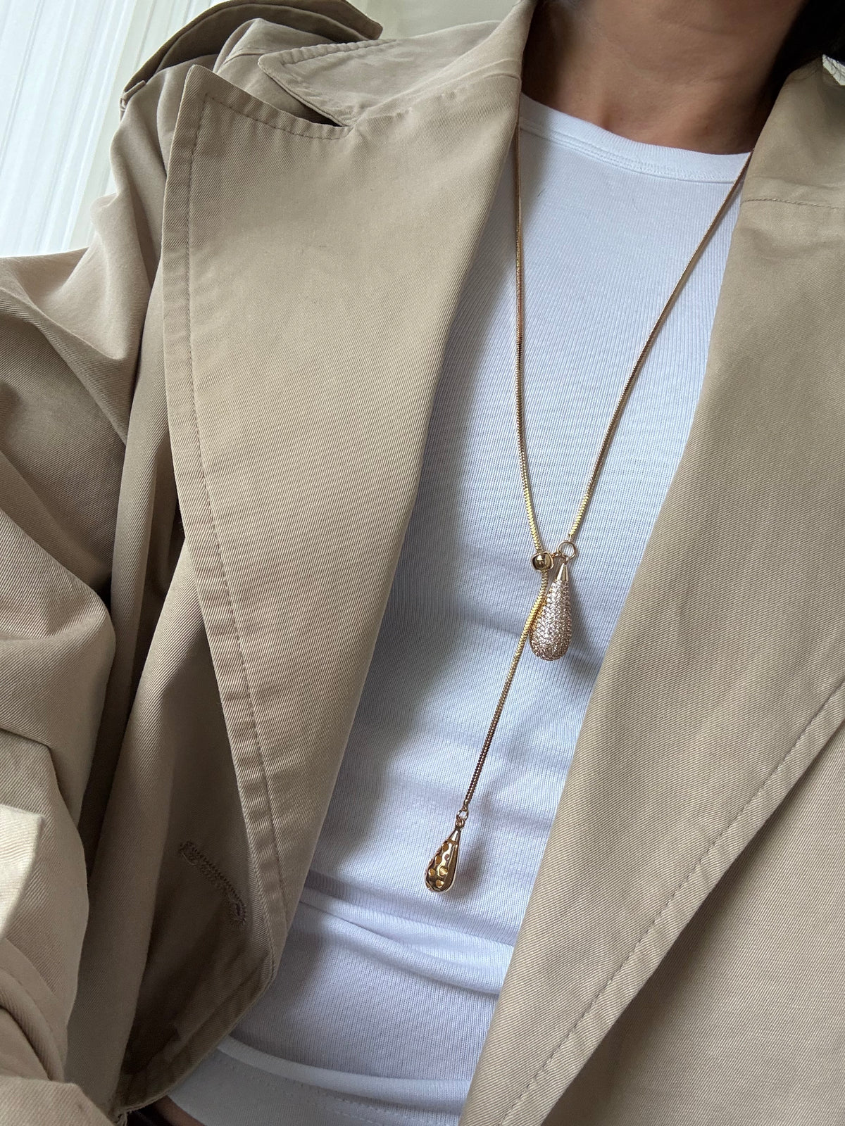 Lange Glanz Halskette Gold &Silber