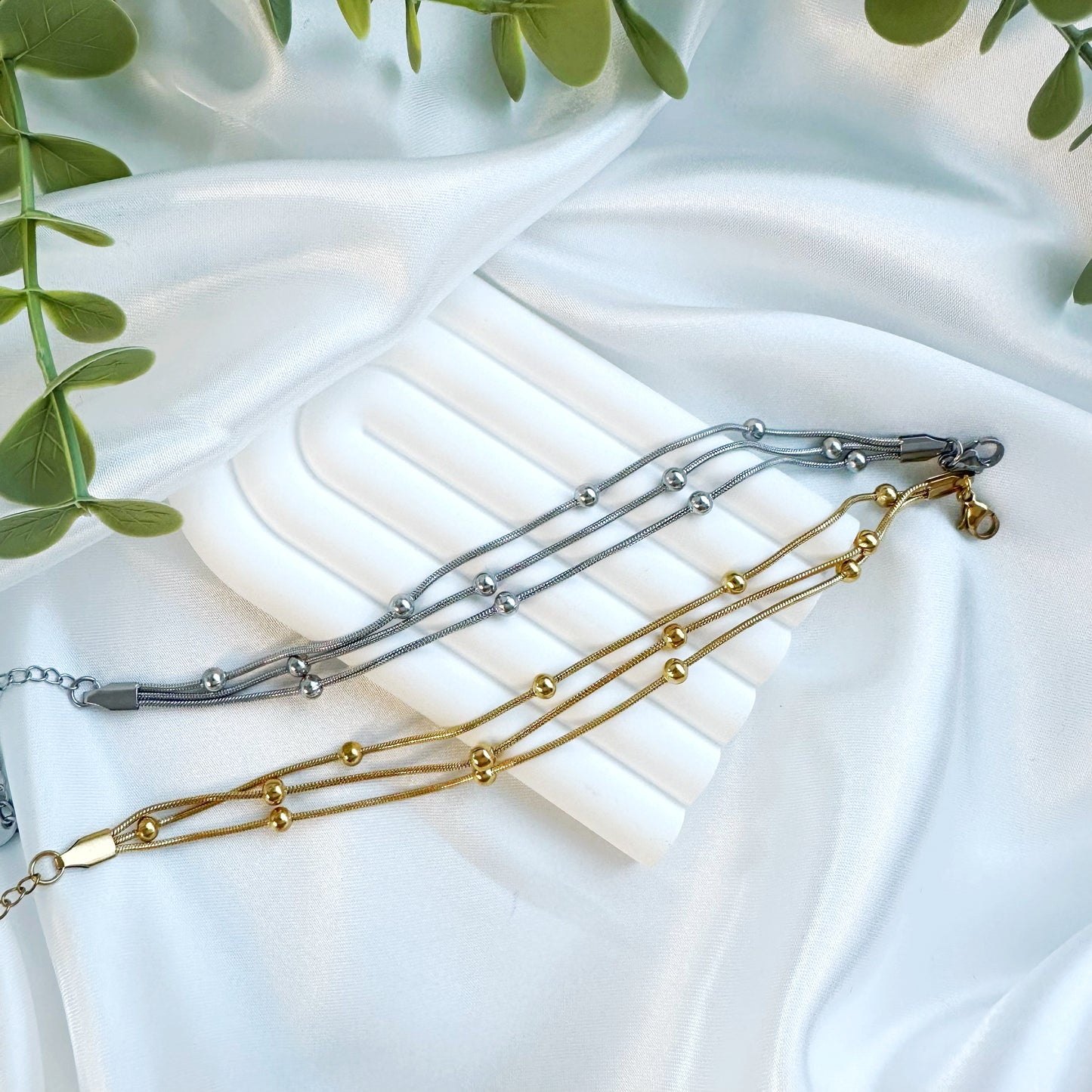 3er Elegant Armband Gold&Silber