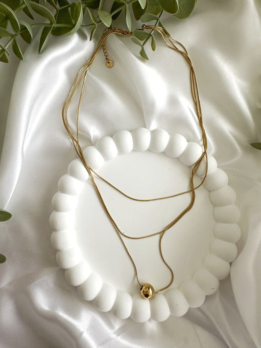 3er Elegant Halskette 14 K