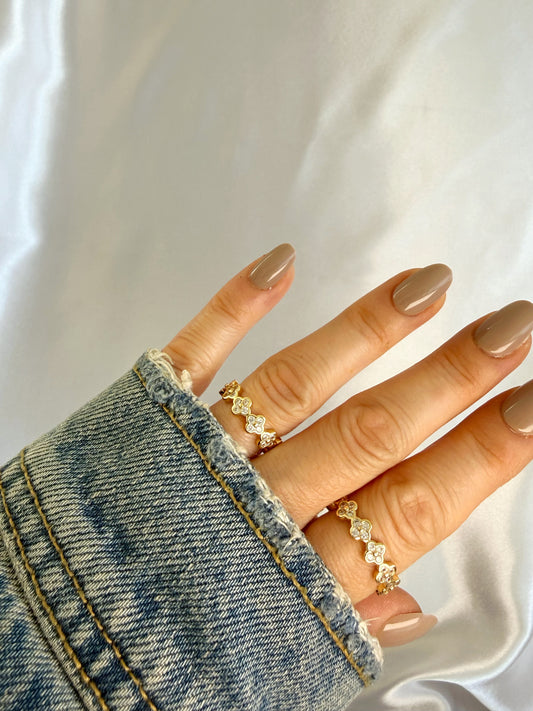 Clover Ring Silber&Gold
