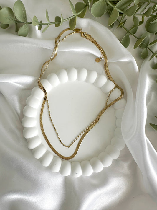 2er Snake Halskette 14 K