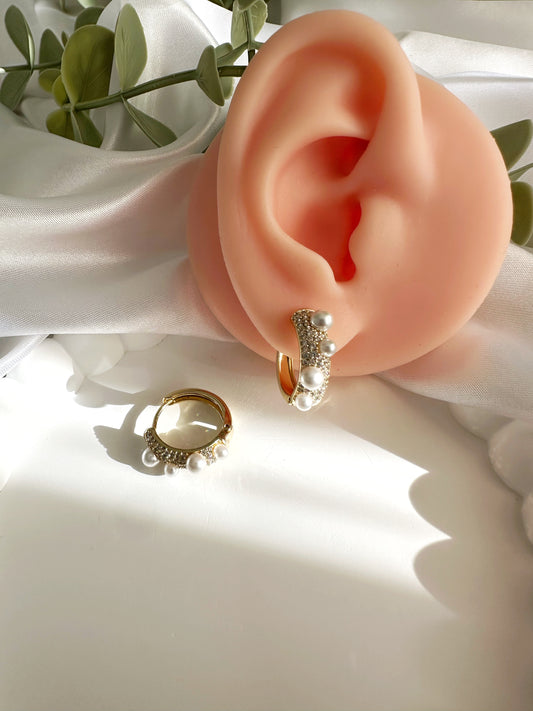 Perlentanz Ohrring 14 K vergoldet