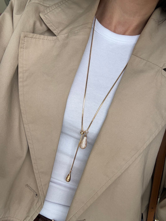 Lange Glanz Halskette Gold &Silber