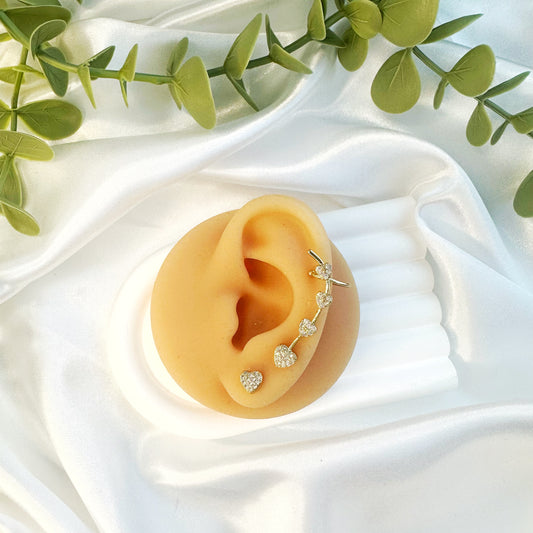 2er Herz Ohrring/Earcuff
