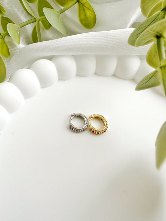 Regenbogen Piercing Gold&Silber