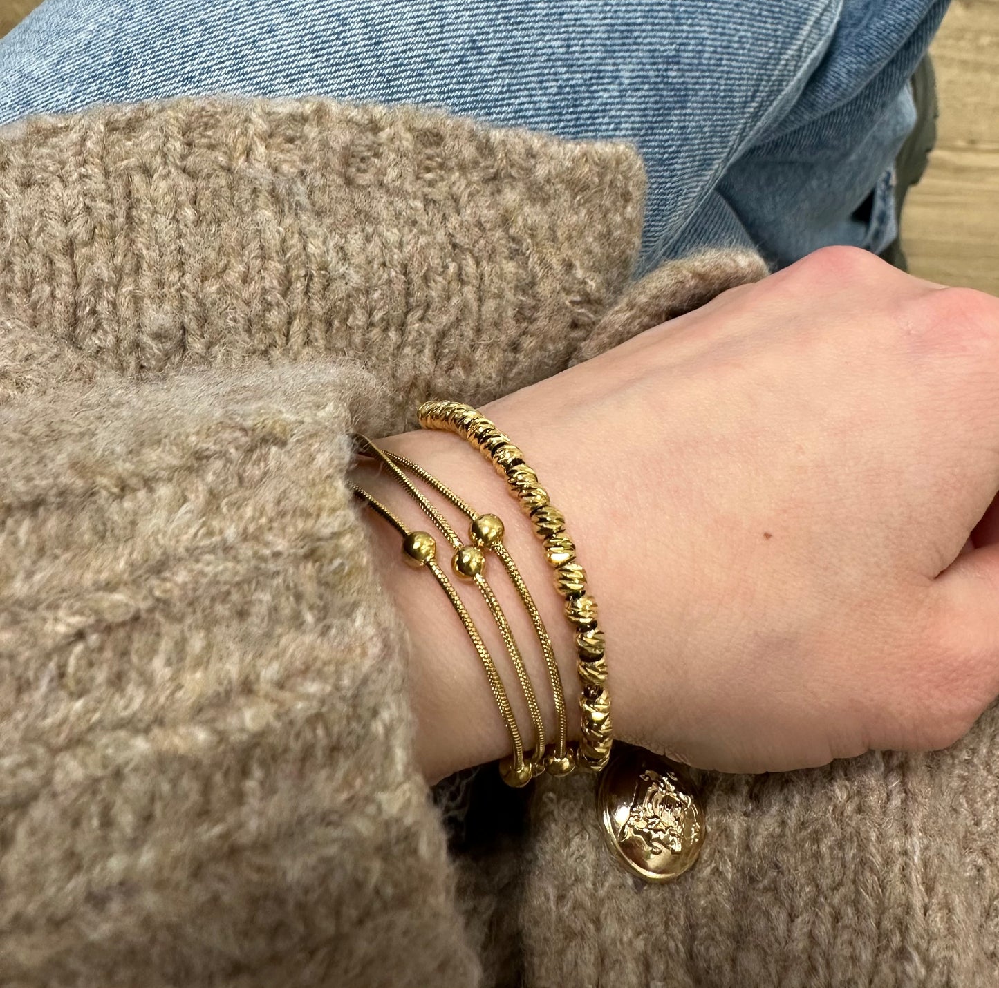 3er Elegant Armband Gold&Silber