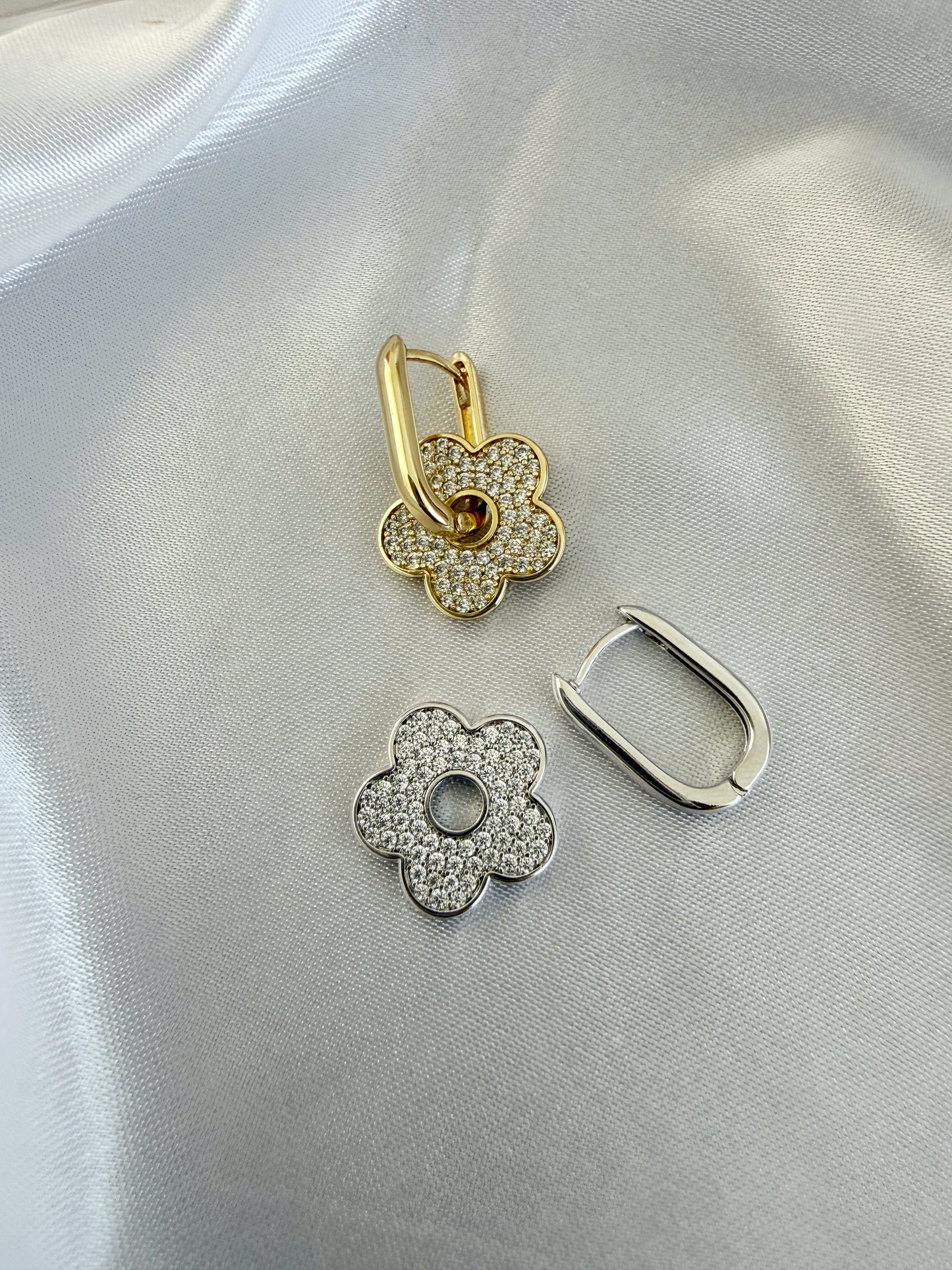 Blume Ohrring Gold&Silber