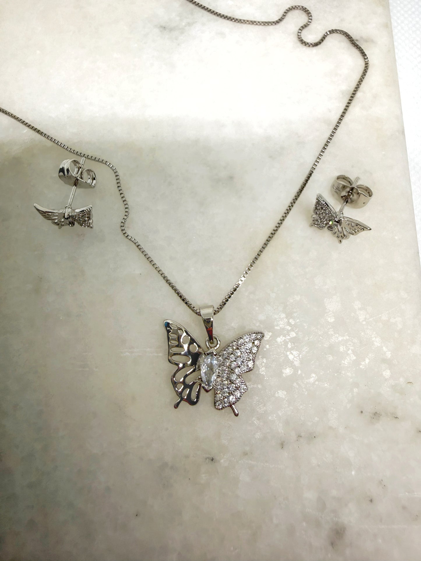 Schmetterling Halskette&Ohrring Set