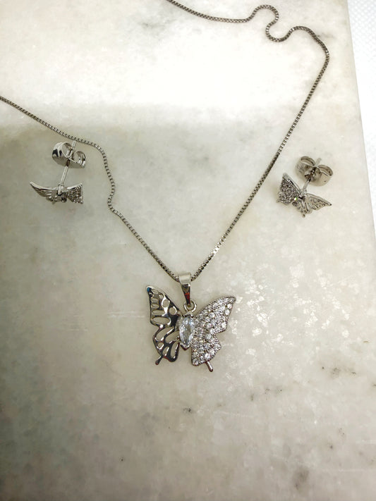 Schmetterling Halskette&Ohrring Set