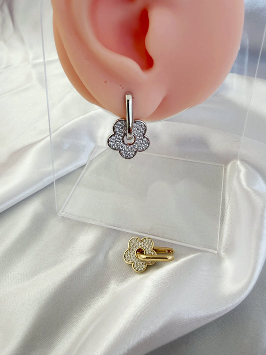 Blume Ohrring Gold&Silber