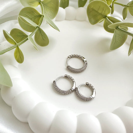 Runde Steinohrring Silber